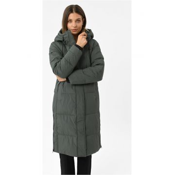 Geaca de iarna matlasata lunga - cu gluga - dreapta - dama -  J-Diuna - kaki Geaca de iarna matlasata lunga - cu gluga - dreapta - dama -  J-Diuna - kaki