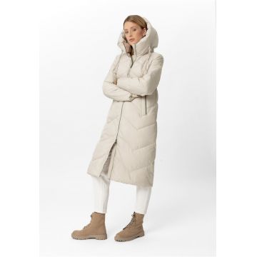 Geaca de iarna matlasata lunga - guler inalt cu gluga - fermoar bidirectional -  J-Celeste - crem Geaca de iarna matlasata lunga - guler inalt cu gluga - fermoar bidirectional -  J-Celeste - crem