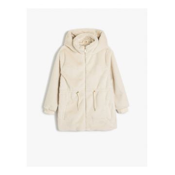 Geaca din blana shearling sintetica cu gluga