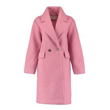 Haina din material teddy cu buzunare cu clapa - Roz