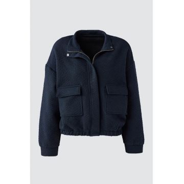 Jacheta-camasa cu fermoar si maneci cazute - Albastru ultramarin