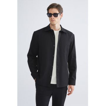 Jacheta-camasa de bumbac cu nasturi - Negru