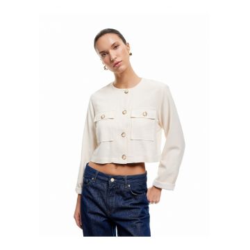 Jacheta crop cu nasturi