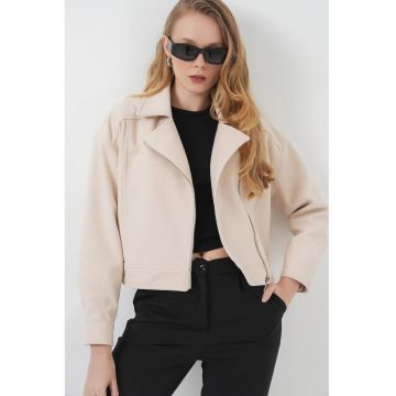 Jacheta dama  poliester/bumbac - croiala dreapta - bej