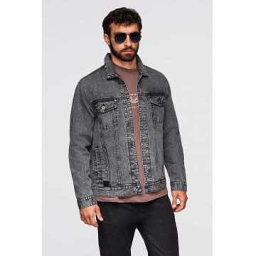 Jacheta din denim cu buzunare frontale Jacheta din denim cu buzunare frontale