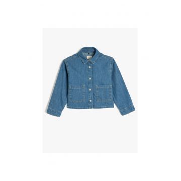 Jacheta din denim cu buzunare laterale