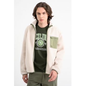 Jacheta din material sherpa cu fermoar