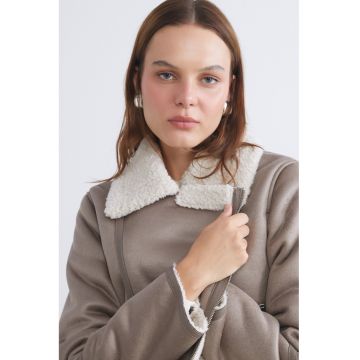 Jacheta din piele ecologica cu fermoar