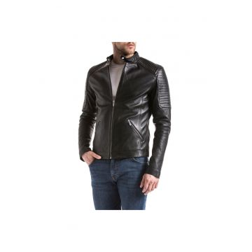 Jacheta din piele naturala  Model Vardo - Negru