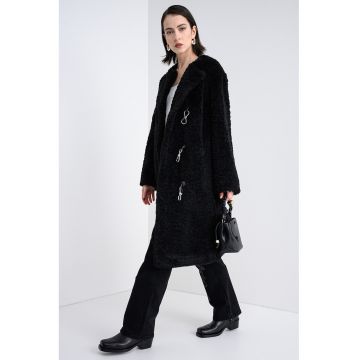 Palton cu blana sintetica Melija - Negru