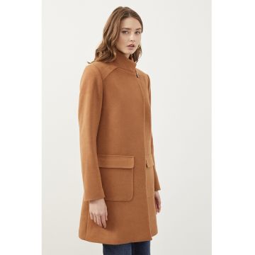 Palton cu guler si nasturi - Maro scortisoara