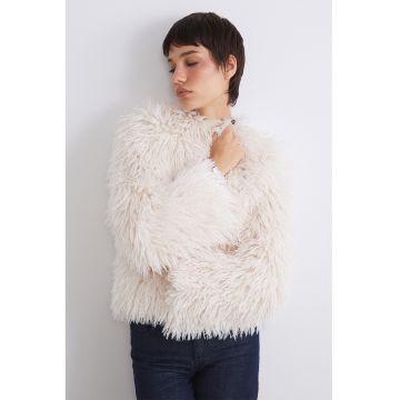 Palton de blana sintetica - Alb