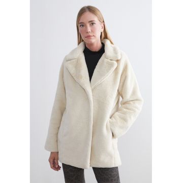 Palton de blana sintetica - Bej deschis