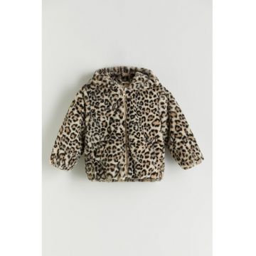 Palton de plus cu anumal print - Maro/Bej