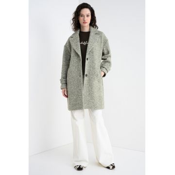 Palton din amestec de lana cu model chevron