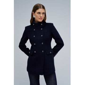 Palton din amestec de lana cu model uni