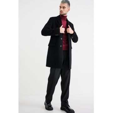 Palton din casmir cu revere Migor - Negru