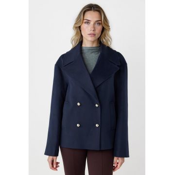 Palton scurt cu doua randuri de nasturi - Bleumarin