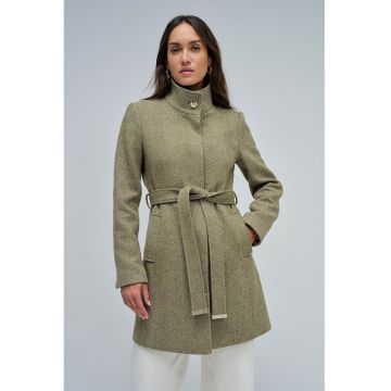 Palton slim fit din amestec de lana Grace - Verde sparanghel