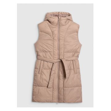 Vesta Lunga cu Gluga  Bej Outdoor