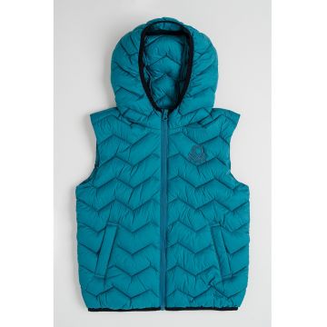 Vesta matlasata cu gluga - Verde feriga