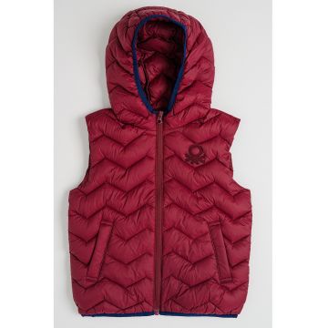 Vesta matlasata cu gluga - Visiniu