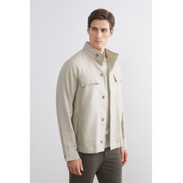 Camasa din amestec de in cu nasturi