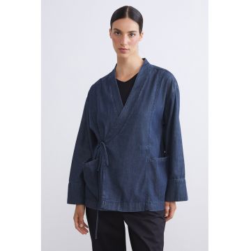 Chimono din amestec de bumbac - Albastru indigo