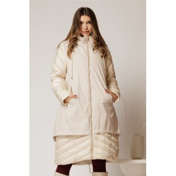 Geaca dama ivoar croi lejer cu fermoar metalic auriu