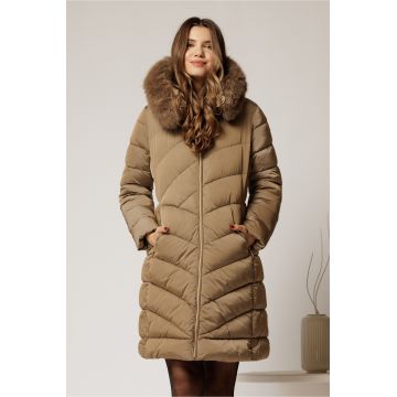 Geaca dama maro cu gluga si blanita detasabila