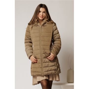 Geaca dama maro cu gluga si blanita pe interior