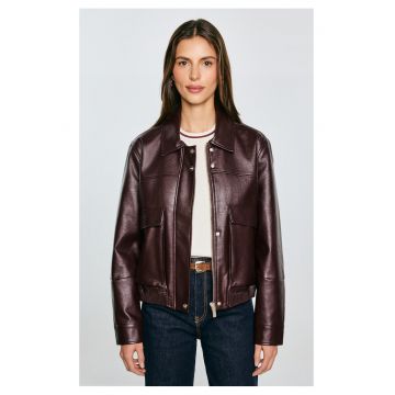 Geaca din piele ecologica cu buzunare supradimensionate Britni