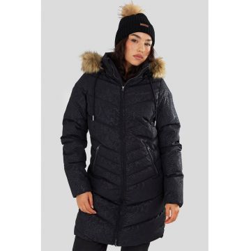 Geaca matlasata cu vatelina si garnitura de blana sintetica Puppis