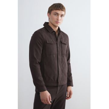 Haina scurta regular fit cu guler - Maro inchis/Maro