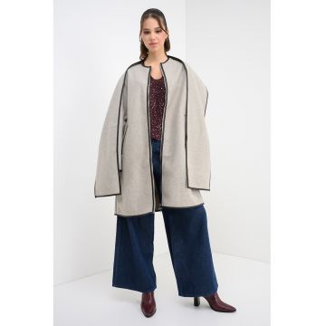 Haina supradimensionata cu fular Fortune - Bej deschis