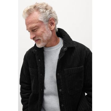 Jacheta-camasa de reiat cu buzunare pe piept - Negru