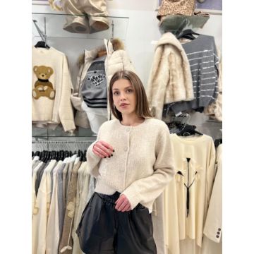 Jacheta dama crem cu paiete transparente