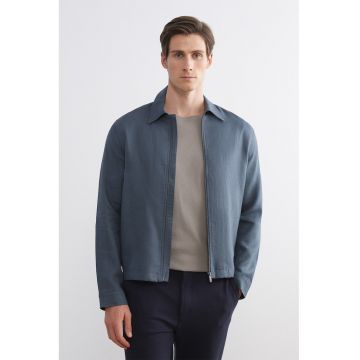 Jacheta de in cu fermoar si guler clasic