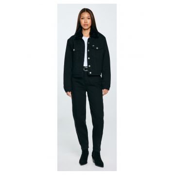 Jacheta din denim cu blana sintetica