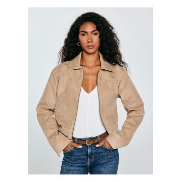 Jacheta din imitatie de piele cu guler ascutit Arisash 805