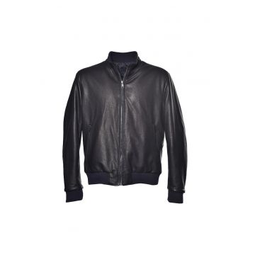 Jacheta uni din piele cu fermoar