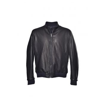 Jacheta uni din piele cu fermoar