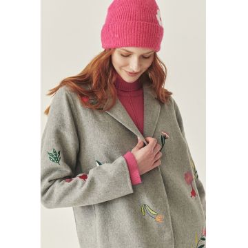 Palton din amestec de lana cu broderie TATUUM x Adeline Wang