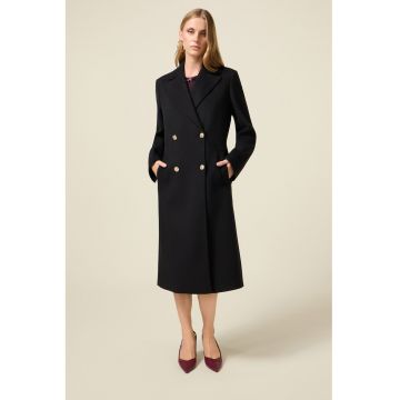 Palton lung cu doua randuri de nasturi - Negru
