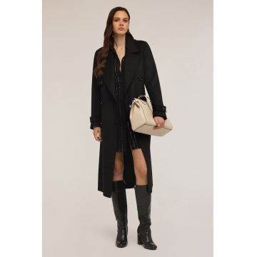 Palton lung cu nasturi - Negru