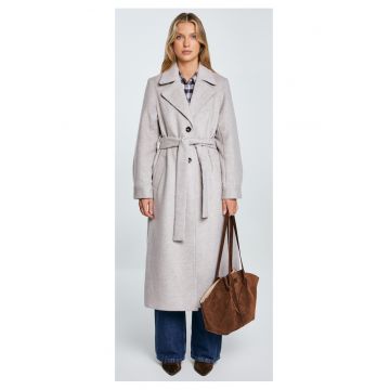 Palton lung din amestec de lana cu slit la spate Ksenia