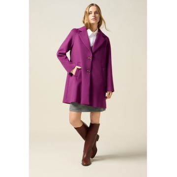 Palton midi cu croiala in A - Roz deschis