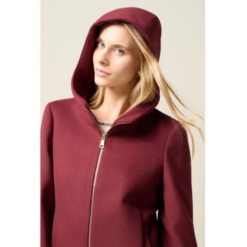 Palton scurt cu buzunare laterale - Rosu inchis