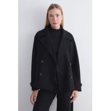 Palton scurt cu nasturi - Negru