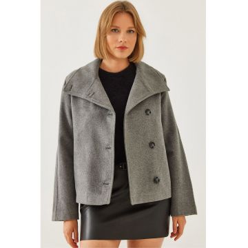 Palton scurt cu nasturi - Gri